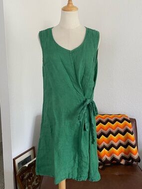 Puro Lino Lagenlook Made in Italy Tie Linen Dress